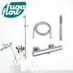 FugaFlow Eccelente Sobrado Ensemble de douche barre curseur avec douchette stick, flexible en métal et robinet de douche Chrome SW1124024