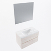 Mondiaz VICA ensemble de meuble de salle de bain - 80cm - meuble sous vasque en aggloméré - 2 tiroirs - lavabo denia milieu - 1 trou de robinet - couleur Blanc Brillant - miroir LED - version XL 60cm de haut SW1092034