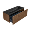 MONDIAZ KURVE 110cm Meuble salle de bain - couleur Walnut - 1 tiroir - vasque BIG MEDIUM centre - 1 trou de robinet - Urban SW1138480