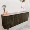 Mondiaz JOYA-DLUX Meuble de salle de bains 111.6cm - arrondi gauche couleur Shadow - Vasque FAYE position Droite Sans trou de robinet couleur Glace SW1422815