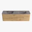 Mondiaz CIRO-DLUX Ensemble de meubles de salle de bains - 170x45x50cm - vasque en solid surface Oza - 2 cuves double - sans trous de robinet - 4 tiroirs - Chêne SW1531154