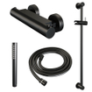 Brauer Black Edition Douchekraan opbouw - glijstang - 1 functie - 2 gladde knoppen - handdouche staaf 1 stand - mat zwart SW1164644
