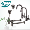 FugaFlow Eccelente Sobrado Kit robinet lavabo - pour double vasque - robinet haut - bec rotatif - bonde non-obturable - siphon design bas - Gunmetal PVD SW1124210