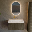 Mondiaz KURVE-DLUX Ensemble meuble de salle de bains - 80x46x40cm - 1 tiroir - vasque solid surface - centre - sans trou de robinet - Shadow SW1414453