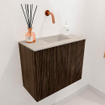 Mondiaz JOYA-DLUX 50cm meuble de toilette - couleur Walnut - Vasque FAYE position Droite Sans trou de robinet couleur Opalo. SW1422486