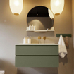 Mondiaz VICA-DLUX ensemble de meuble de salle de bain - 100cm - meuble sous-vasque armée - 2 tiroirs - lavabo encastré cloud droite - sans trous de robinet - version haute de 60cm - opalo SW1086478