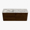 Mondiaz CIRO-DLUX Badkamermeubelset - 130x45x50cm - Solid surface wastafel Glace - 1 wasbak Links - zonder kraangaten - 4 lades - Walnut SW1530133