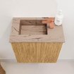 Mondiaz JOYA-DLUX 40cm toiletmeubel - kleur Oak - Wastafel FAYE positie Links 1 kraangat kleur Arena. SW1423831