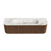 MONDIAZ KURVE-DLUX 160cm Meuble salle de bain avec module 25 G et D - couleur Walnut - 1 tiroir - 2 portes - vasque BIG MEDIUM centre - 1 trou de robinet - couleur Frappe SW1137448