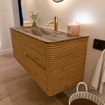 Mondiaz CIRO-DLUX Badkamermeubelset - 120x45x50cm - Solid surface wastafel Sombra - 1 wasbak Rechts - 1 kraangat - 2 lades - Oak SW1531245