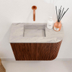 Mondiaz JOYA-DLUX 51.6cm toiletmeubel - ronding rechts kleur Ruby - Wastafel FAYE positie Links Zonder kraangat kleur Glace. SW1423551