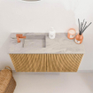 Mondiaz JOYA-DLUX 70cm toiletmeubel - kleur Oak - Wastafel FAYE positie Links 1 kraangat kleur Glace. SW1422006