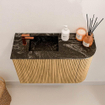 Mondiaz JOYA-DLUX Meuble de toilette 61,6cm - arrondi droit couleur Chêne - Vasque FAYE position Gauche 1 trou de robinet couleur Lava SW1422068