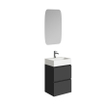 Xellanz Mini meuble bas avec 2 tiroirs noir mat et lavabo céramique blanc brillant 45 cm incluant miroir SW916916