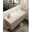 Mondiaz VICA ensemble de meuble de salle de bain - 120cm - meuble sous-vasque fumée - 2 tiroirs - lavabo lune droite - 1 trou de robinet - version XL 60cm haut SW1089741