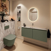 MONDIAZ TURE-DLUX meuble WC 120 cm Army. Lavabo EDEN Glace position milieu. Sans trou de robinet. SW1103179