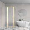 Aqua Vista Triple Paroi latérale - 100x200 cm - incl. barre murale - verre clair - laiton brossé (or) SW736584