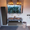 Mondiaz ALAN-DLUX Ensemble de meuble - 120cm - meuble Dark grey mat - 1 tiroir - Lavabo Cloud Lava suspendu - vasque Gauche et droite - 0 trous de robinet SW808150