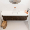 Mondiaz JOYA 113.2cm toiletmeubel - ronding links en rechts kleur Walnut - Wastafel FAYE positie Midden Zonder kraangat kleur Talc. SW1421305