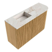 Mondiaz JOYA-DLUX 71.6cm toiletmeubel - ronding rechts kleur Oak - Wastafel FAYE positie Links 1 kraangat kleur Frappe. SW1421908