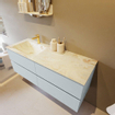 Mondiaz VICA-DLUX ensemble de meuble de salle de bain - 130cm - meuble sous-vasque argile - 4 tiroirs - lavabo encastré nuage gauche - 1 trou de robinet - version haute de 60cm - frape SW1089219