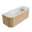 MONDIAZ KURVE-DLUX 120cm Meuble salle de bain avec module 25 G et D - couleur Oak - 1 tiroir - 2 portes - vasque BIG SMALL centre - 1 trou de robinet - couleur Opalo SW1137587