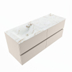 Mondiaz VICA-DLUX ensemble de meuble de salle de bain - 130cm - meuble sous-vasque lin - 4 tiroirs - lavabo encastrée nuage gauche - sans trous de robinet - version haute de 60cm - frape SW1089013