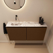 MONDIAZ TURE-DLUX Meuble toilette - 100cm - Rust - EDEN - vasque Glace - position gauche - sans trou de robinet SW1103562