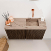 Mondiaz JOYA-DLUX 70cm meuble de salle de bains - couleur Walnut - Vasque FAYE position Droite Sans trou de robinet couleur Arena SW1424330