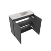 MONDIAZ TURE-DLUX Meuble toilette - 60cm - Dark Grey - EDEN - vasque Glace - position droite - sans trou de robinet SW1103219