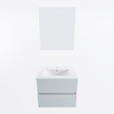 Mondiaz VICA ensemble de meuble de salle de bain - 60cm - meuble sous vasque argile - 2 tiroirs - lavabo denia milieu - 1 trou de robinet - couleur Blanc Brillant - miroir LED - version XL 60cm de haut SW1091905