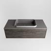 MONDIAZ ERIN Ensemble de meuble salle de bain - 100cm - Marron foncé - 1 tiroir - lavabo centré - 0 trous de robinet - Gris foncé SW698249