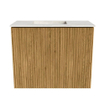 Mondiaz JOYA-DLUX 50cm toiletmeubel - kleur Oak - Wastafel FAYE positie Links Zonder kraangat kleur Ostra. SW1422179