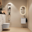 MONDIAZ TURE-DLUX Meuble toilette - 40cm - Linen - EDEN - vasque Glace - position gauche - 1 trou de robinet SW1103360