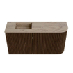 Mondiaz JOYA-DLUX 81.6cm toiletmeubel - ronding rechts kleur Walnut - Wastafel FAYE positie Links Zonder kraangat kleur Arena. SW1424353