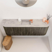 Mondiaz JOYA-DLUX Meuble de salle de bains 113,2cm - arrondis gauche et droite couleur Shadow - Vasque FAYE position Milieu 1 trou de robinet couleur Glace SW1426214