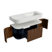 MONDIAZ THOR-DLUX Meuble de salle de bains 110cm arrondi gauche + droite couleur Walnut avec 1 tiroir et 2 portes. Vasque suspendue CLOUD Droite sans trou de robinet couleur Opalo. SW1462771