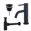 Fortifura Calvi Slim Kit mitigeur lavabo - robinet bas - bonde nonobturable - siphon design - Noir mat SW911743