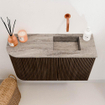 Mondiaz JOYA-DLUX 71.6cm toiletmeubel - ronding links kleur Walnut - Wastafel FAYE positie Rechts Zonder kraangat kleur Oza. SW1424586