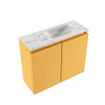 MONDIAZ TURE-DLUX Meuble toilette - 60cm - Ocher - EDEN - vasque Glace - position droite - sans trou de robinet SW1103415