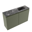 MONDIAZ TURE-DLUX Meuble de toilettes 80cm Army. Lavabo EDEN Lava position droite. Sans trou de robinet. SW1103679