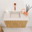Mondiaz JOYA-DLUX 50cm toiletmeubel - kleur Oak - Wastafel FAYE positie Links Zonder kraangat kleur Meli. SW1423951