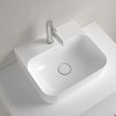 Villeroy & Boch Finion Lavabo à poser face inférieure meulée 43x39cm avec 1 trou pour robinetterie ceramic+ avec trop-plein caché blanc SW106456