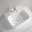 Villeroy & Boch Finion lave-mains dessous rectifié 1 trou de robinetterie 43x39cm - ceramic+ avec trop-plein dissimulé blanc SW106456