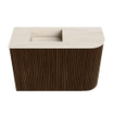 Mondiaz JOYA-DLUX 61.6cm toiletmeubel - ronding rechts kleur Walnut - Wastafel FAYE positie Links Zonder kraangat kleur Meli. SW1424423