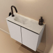 MONDIAZ TURE-DLUX Meuble toilette - 60cm - Linen - EDEN - vasque Opalo - position gauche - 1 trou de robinet SW1104419