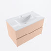 Mondiaz VICA ensemble de meuble de salle de bain - 80cm - meuble sous-vasque rosee - 2 tiroirs - lavabo denia milieu - 1 trou de robinet - version haute de 60cm - blanc brillant SW1080271