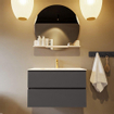 Mondiaz VICA-DLUX ensemble de meuble de salle de bain - 80cm - meuble sous-vasque gris foncé - 2 tiroirs - lavabo encastré nuage milieu - 1 trou de robinet - version haute de 60cm - ostra SW1087283