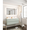 MONDIAZ VICA Ensemble de meuble salle de bain - 120cm - 2 tiroirs - lavabo Moon double - 2 trous de robinet - solid surface gris SW410717