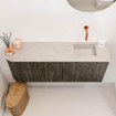 Mondiaz JOYA-DLUX Meuble de salle de bains 101.6cm - arrondi gauche couleur Shadow - Vasque FAYE position Droite Sans trou de robinet couleur Opalo. SW1422946
